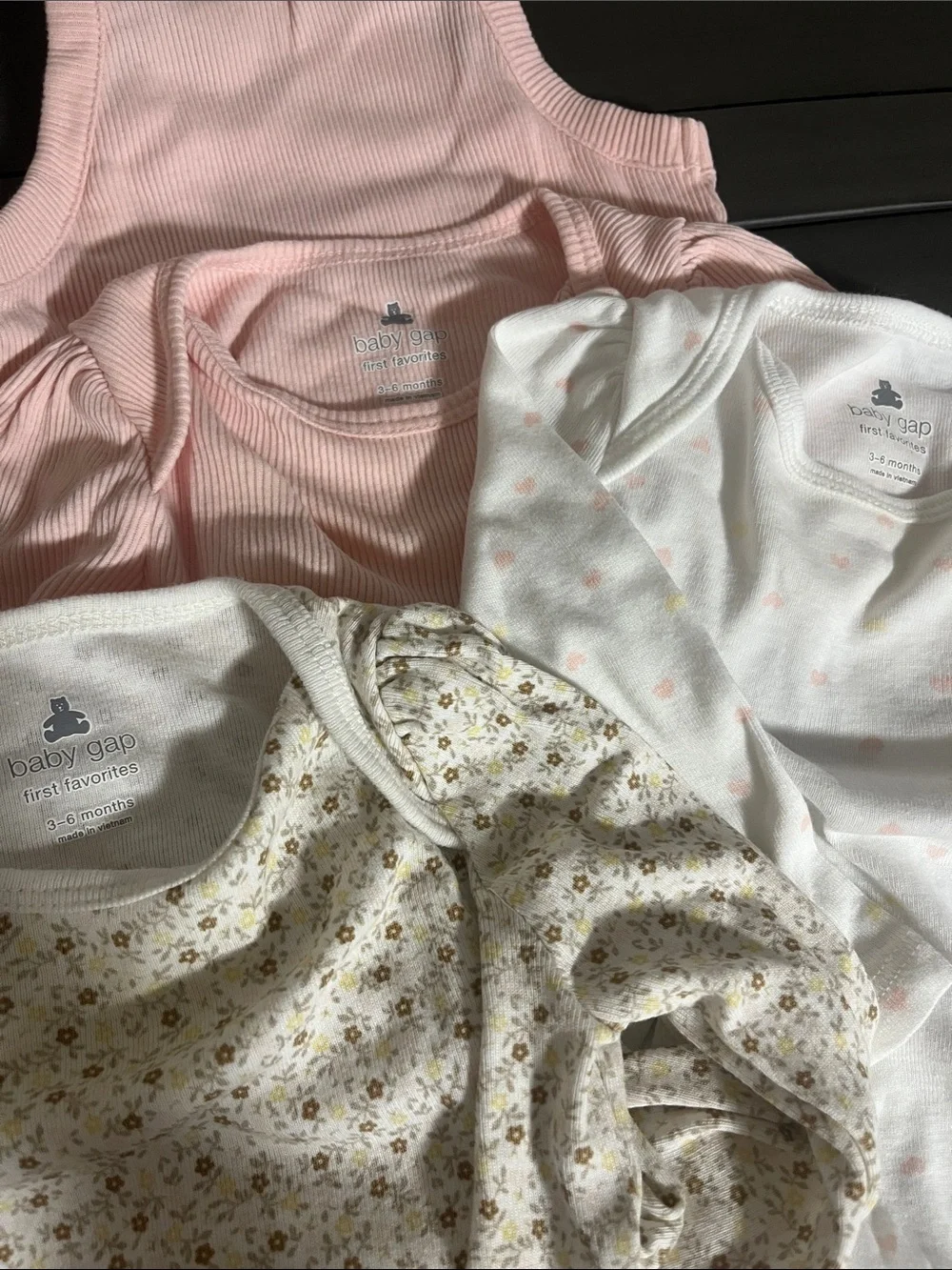 Baby GAP 0-3M Girls Long Sleeve Bodysuit Set - Pink, White, Cream Floral
